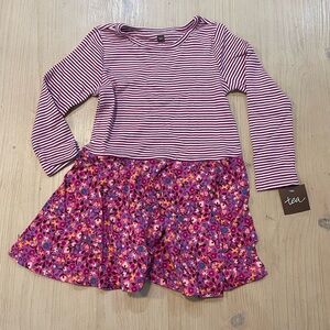 Tea Collection Pink Striped and Floral Dress